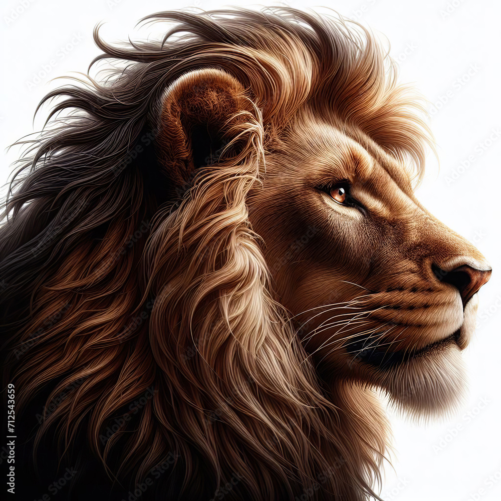 Naklejka premium León de perfil con mirada fija