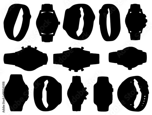 Watches silhouette vector art white background