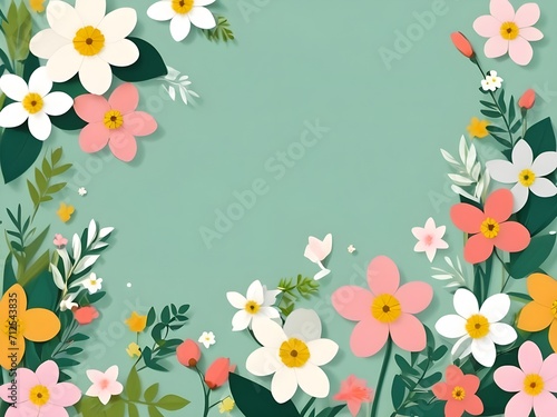 Photo beautiful spring flowers background frame with copy space.