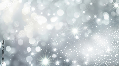 Abstract christmas background with bokeh  abstract blur white and silver color background with star glittering light  Ai generated image