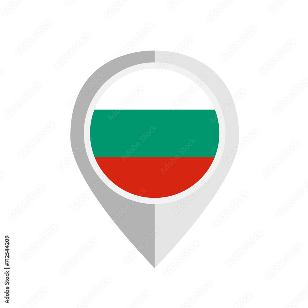 Flat design Bulgaria flag map pin icon. Flat design Bulgaria flag map pin icon.