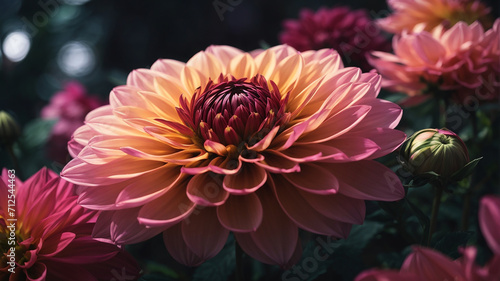 Beautiful Dahlia flowers in garden.