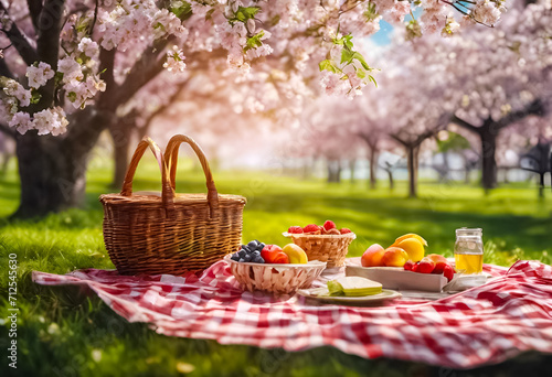 AI Generative image of a spring picnic photo