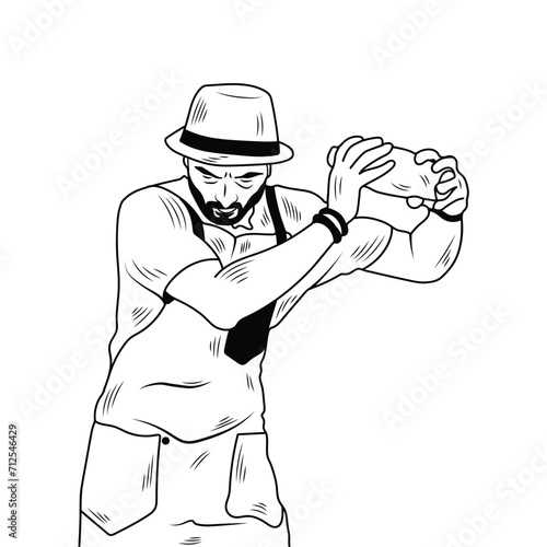Bartender  Vector Stock Illustration, Bartender Line Art