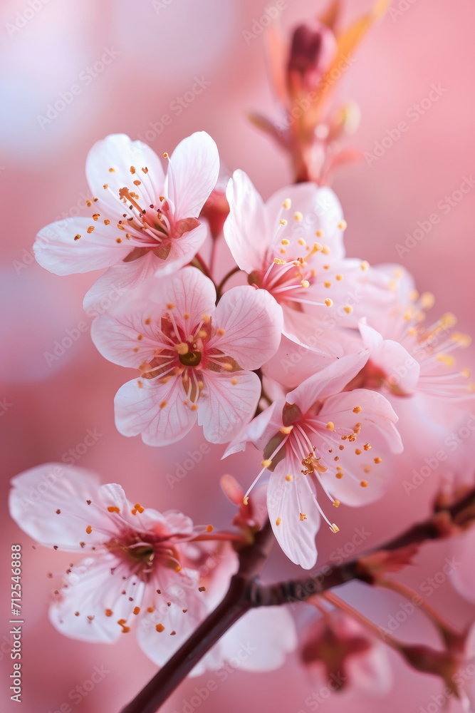 cherry blossoms on pink background