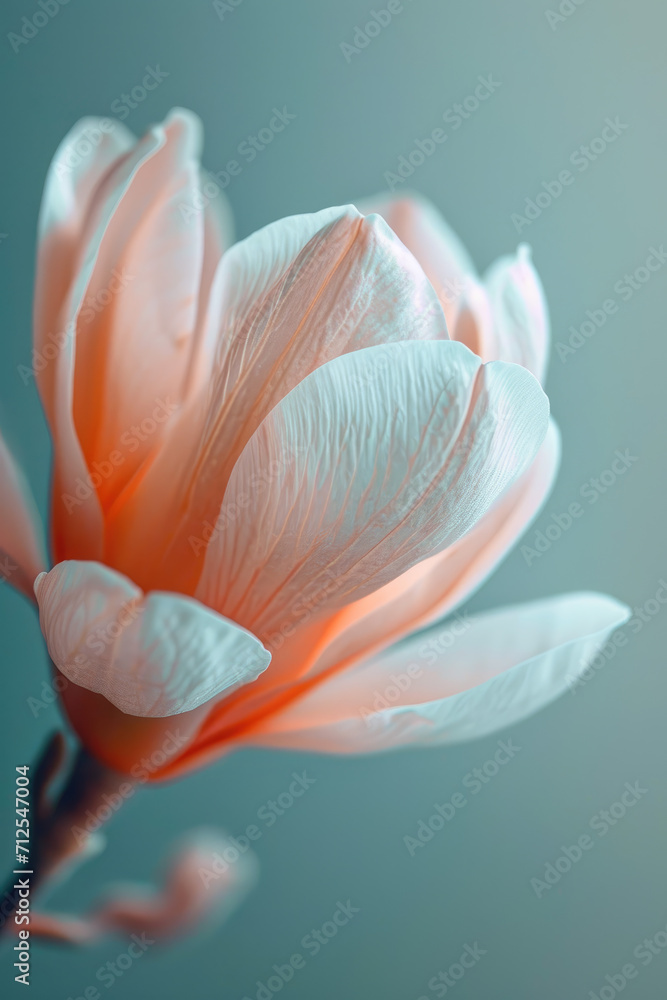 orange flower on a pastal blue background orange flower on a pastal blue background
