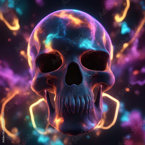 Colorized Skulls in a Nebula Wallpaper or Background