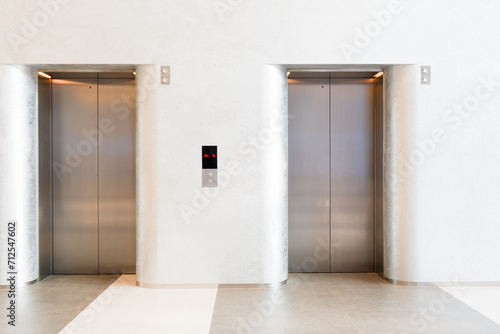 Modern Elevator doors in office building,Elevators in the modern lobby house or hotel,elevators in shopping mall.