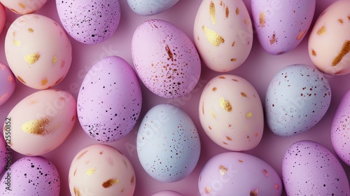  a group of pastel colored eggs with gold speckles and speckles on the top of them.