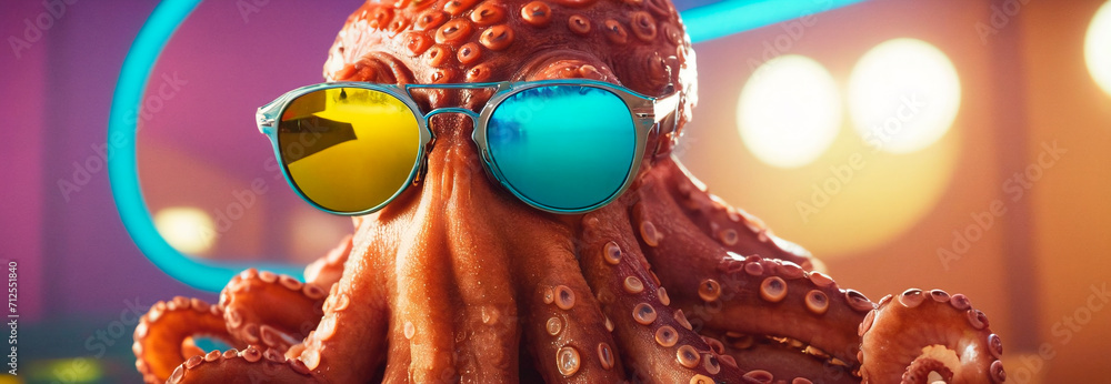 Octopus with sunglasses