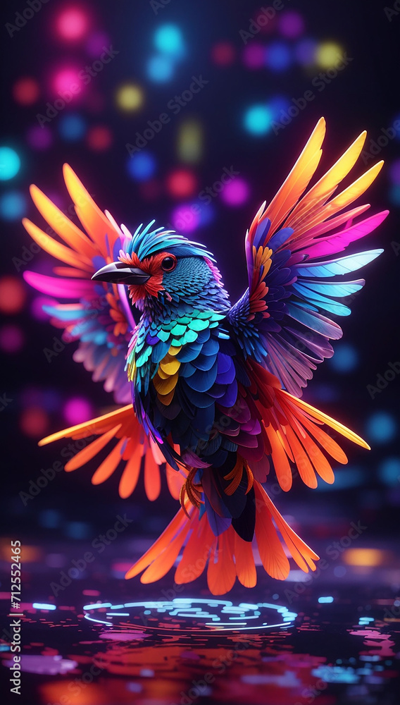 Fototapeta premium colourful fishwinged bird ai created image