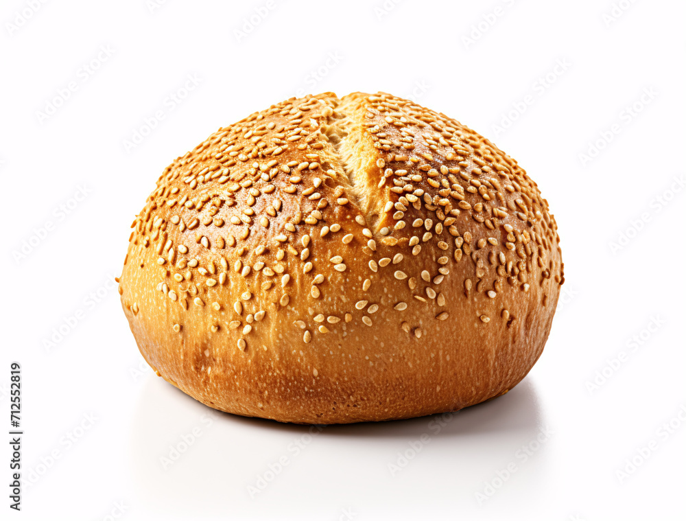 a loaf of bread with sesame on white background a loaf of bread with sesame on white background