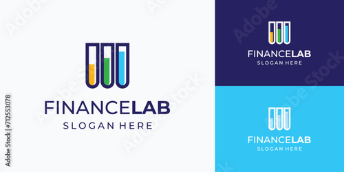 Growth graph vector logo design with laboratory bottle style.