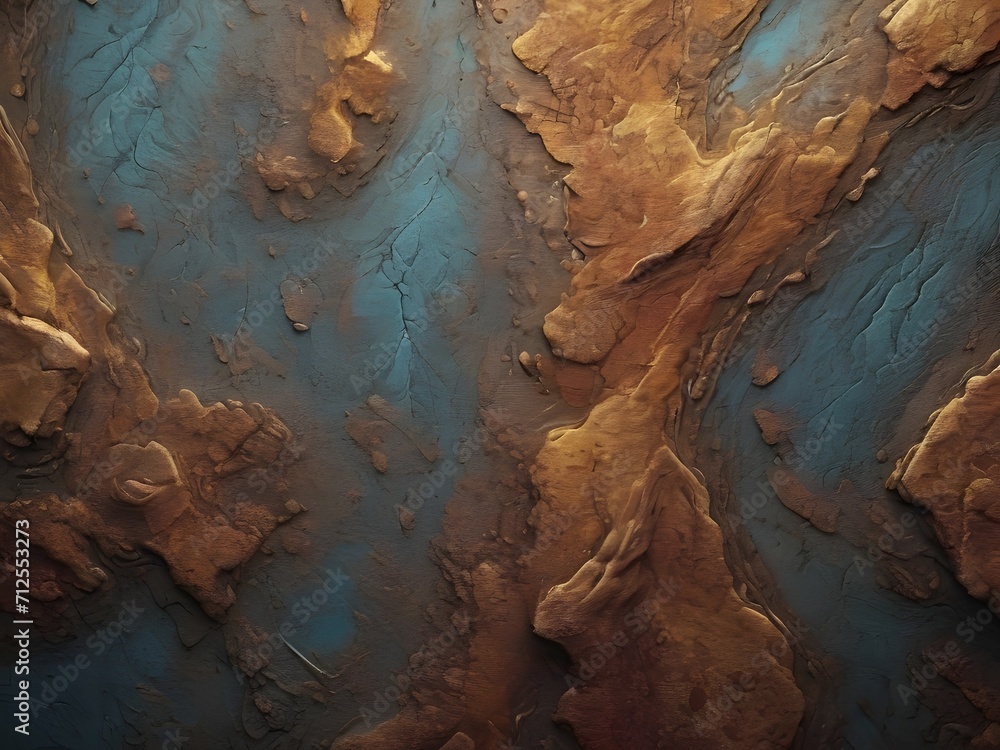 Abstract Landscape: Textured Terrain in Earthy Blue and Brown