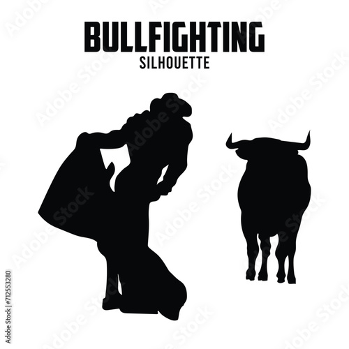bullfighting Silhouette vector stock illustration, bullfighter silhoutte