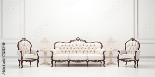 Isolated white background with classic furniture set. photo