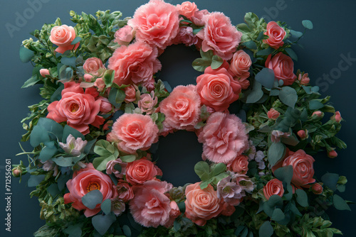 International Woman day concept. Number Eight made of pastel flowers.