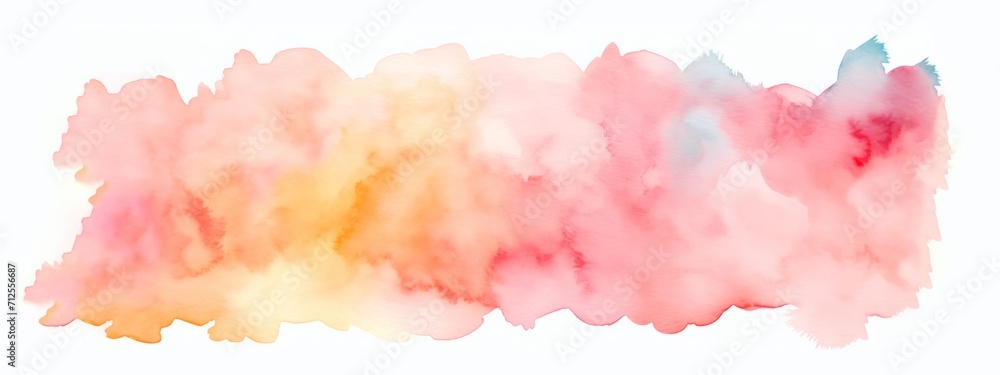 Abstract  orange pink color painting banner panorama long  - watercolor splashes or stain, isolated on white background