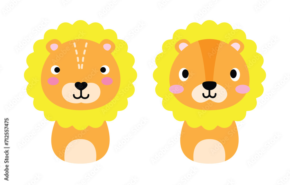 Adorable full editable illustration of twin lions. Adorable full editable illustration of twin lions.