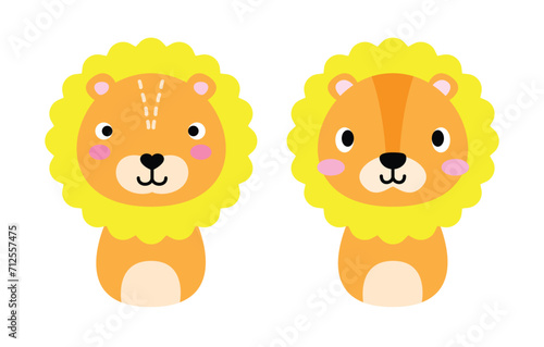 Fototapeta Naklejka Na Ścianę i Meble -  Adorable full editable illustration of twin lions. 
