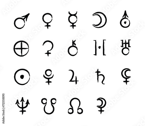 Full editable set of zodiac signs. Astrology.	
