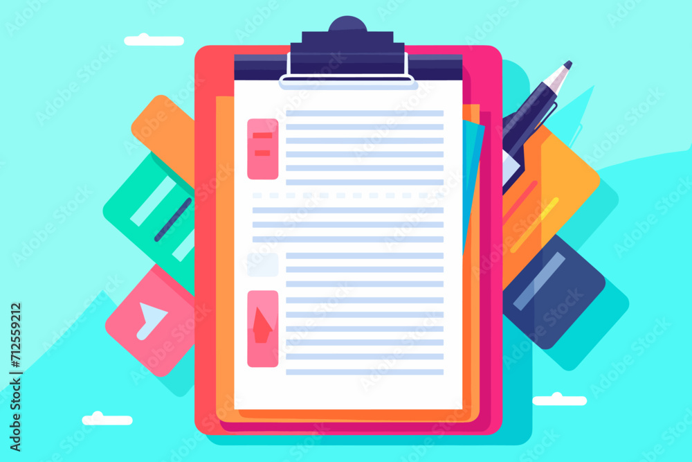 To do list and planning checklist concept. Checking on paper to do list, Daily task or agreement, Clipboard, Flat design style. Isolated vector illustration To do list and planning checklist concept. Checking on paper to do list, Daily task or agreement, Clipboard, Flat design style. Isolated vector illustration