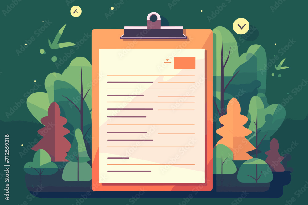 To do list and planning checklist concept. Checking on paper to do list, Daily task or agreement, Clipboard, Flat design style. Isolated vector illustration