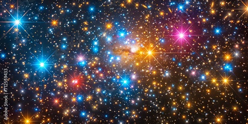 Illustration Shows a Dense Field of Stars in Space - There are Numerous Stars of Varying Brightness and Colors, including White, Blue, Yellow, and Red Hues created with Generative AI Technology © Sentoriak