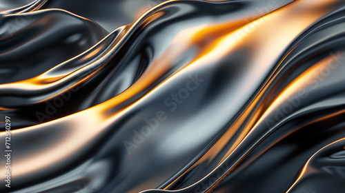 Black silk background, Abstract background with waves, Wallpaper abstract organic liquid illustration, Metallic abstract wavy liquid background, Ai generated image