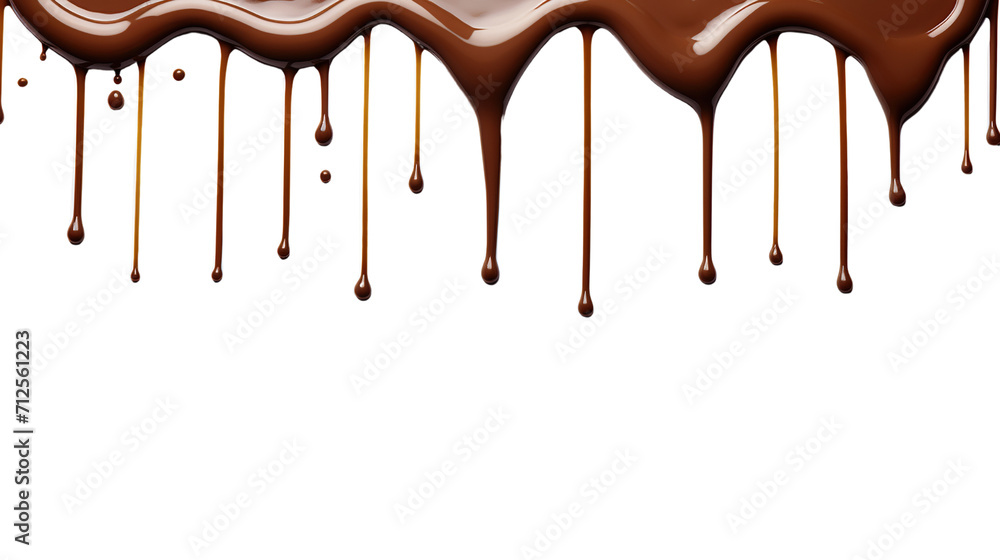Chocolate dripping isolated on transparent or white background	
