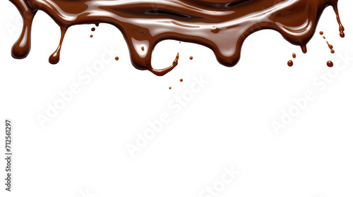 Chocolate dripping isolated on transparent or white background