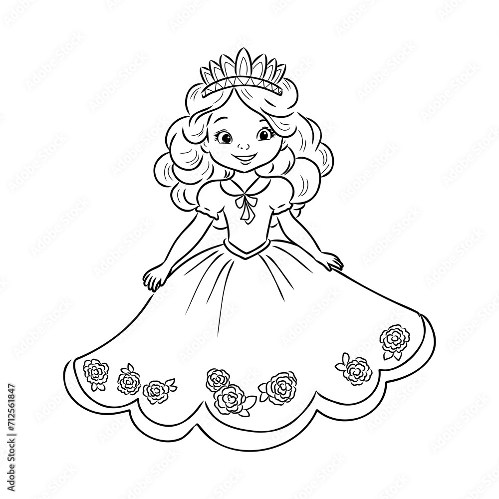 Little Princess Coloring page for kids Stock Vector | Adobe Stock