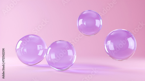 pink crystal ball on white  Two rings on a pink background  Three dimensional render of purple rings floating against pink background  Ai generated image