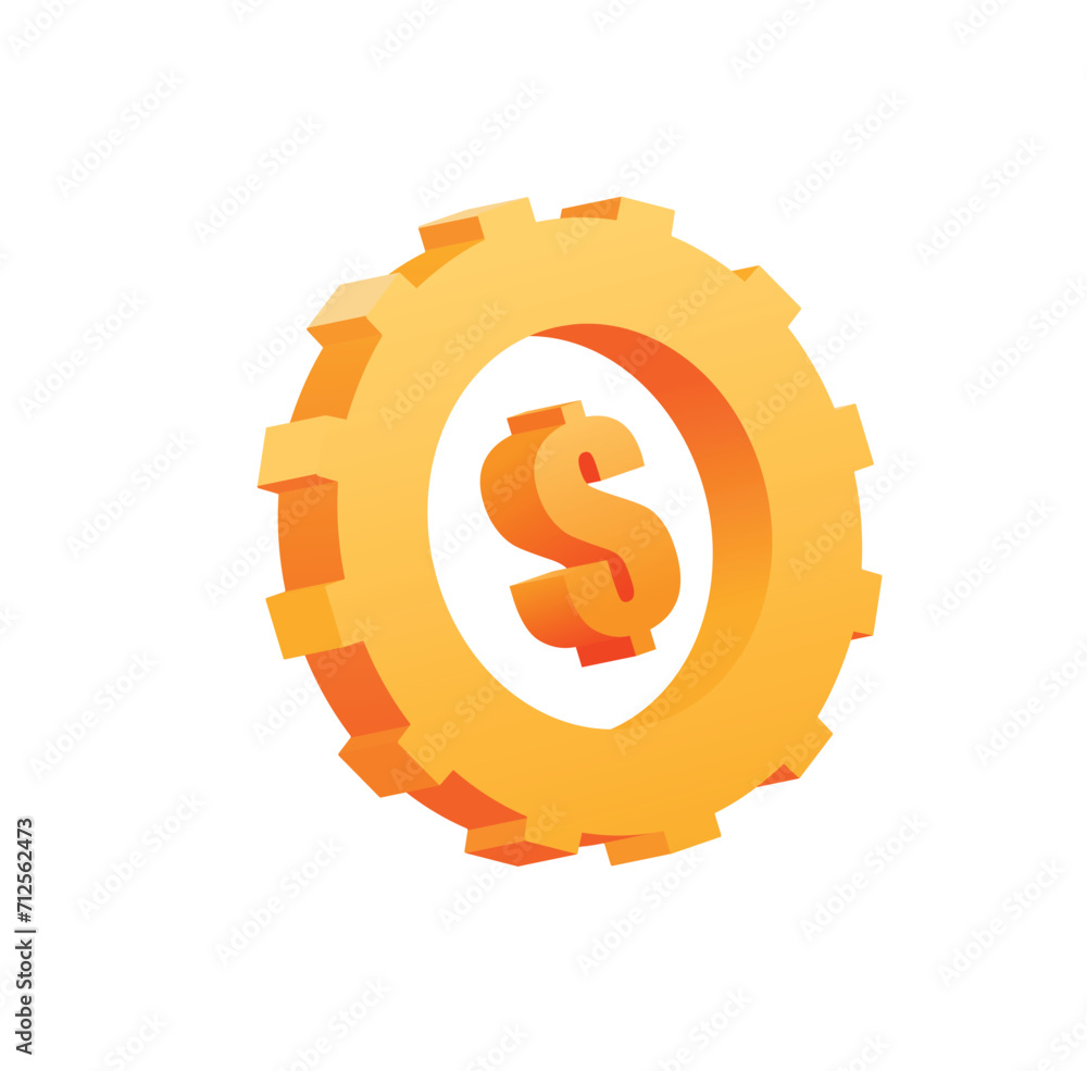 Cogwheel with the sign of dollar currency as a symbol of power. Vector illustration. Cogwheel with the sign of dollar currency as a symbol of power. Vector illustration.