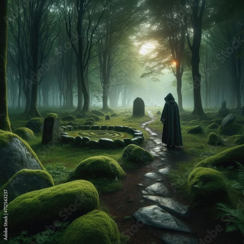 Wandering through the Enchanted Forest: A Mystical Journey along Stone Ruins and Green Pathways © Ksu