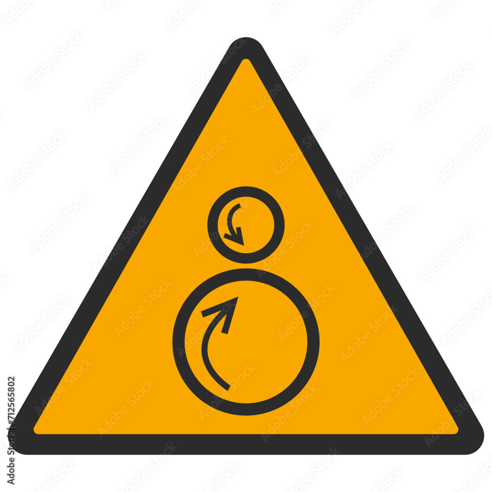 WARNING PICTOGRAM, COUNTER ROTATING ROLLERS ISO 7010 - W025, SVG WARNING PICTOGRAM, COUNTER ROTATING ROLLERS ISO 7010 - W025, SVG