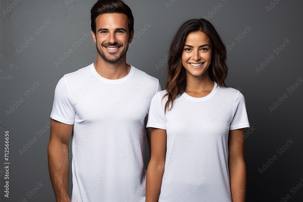 Happy woman with white shirt created with Generative AI Happy woman with white shirt created with Generative AI