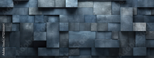 Abstract Geometric Design: Dark Brick Wall, Modern Cube Pattern on Textured Surface © SHOTPRIME STUDIO