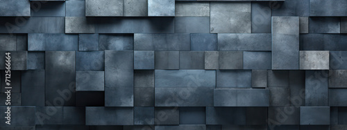 Abstract Geometric Design: Dark Brick Wall, Modern Cube Pattern on Textured Surface