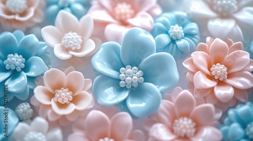  a close up of a bunch of flowers with pearls on the middle of the petals and flowers on the middle of the petals.