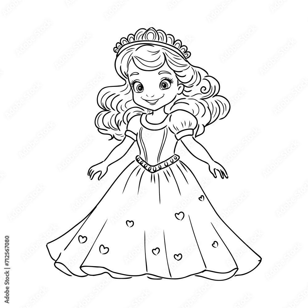 Fototapeta premium Little Princess Coloring page for kids