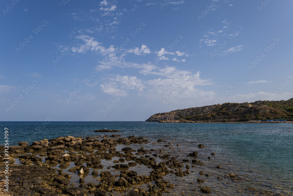 Seascape in the town of Faliraki in Greece on the island of Rhodes..​