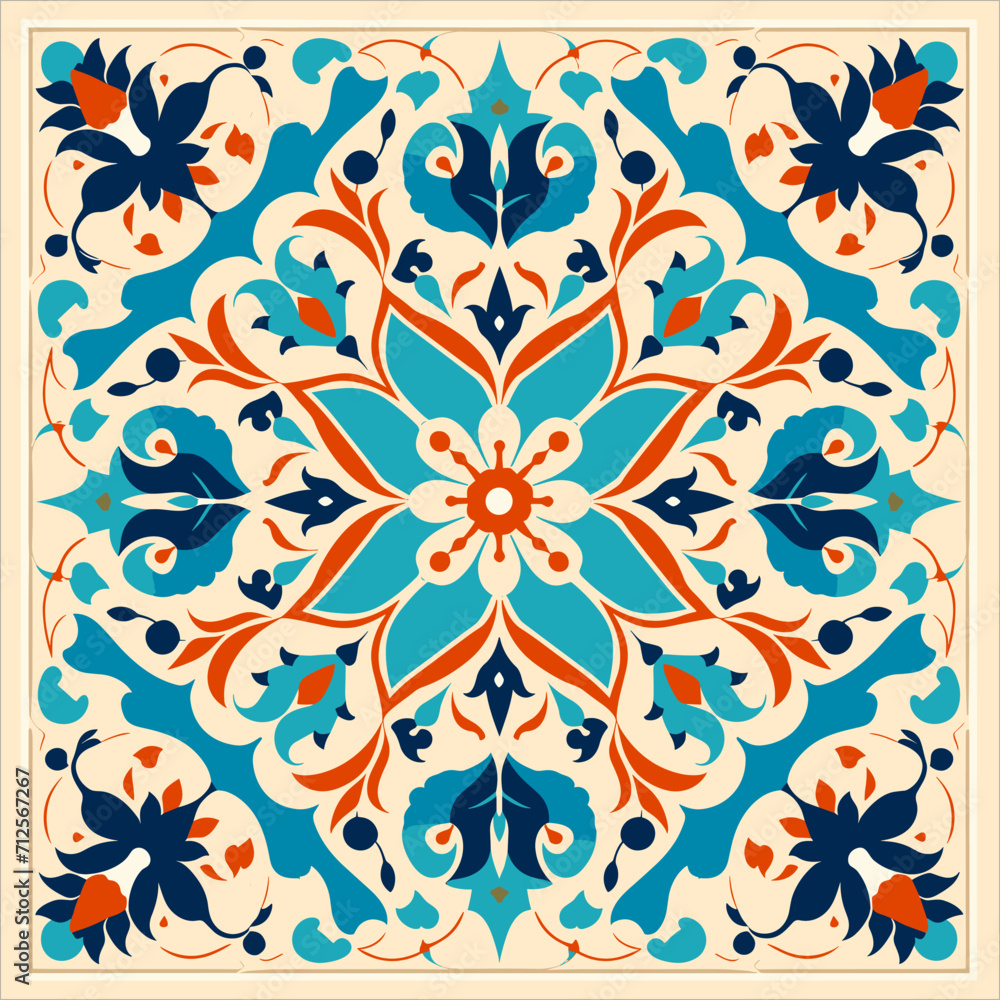Vector pattern with traditional tile design