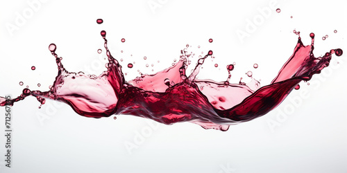 Red wine splash on white background. A vibrant crimson wave of wine creates a dynamic visual, perfect for evoking the rich experience of wine tasting in advertisements or lifestyle magazines