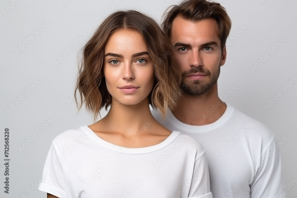 Happy woman with white shirt created with Generative AI Happy woman with white shirt created with Generative AI