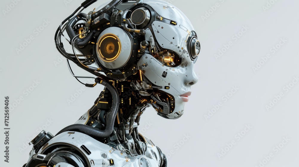Robot artificial intelligence cyborg on a gray background Robot artificial intelligence cyborg on a gray background