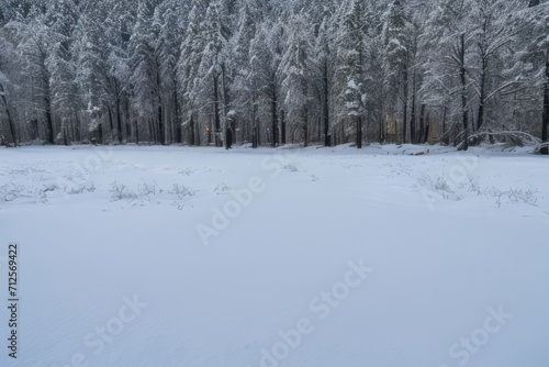 Snow blankets the trees in a winter forest, creating a serene landscape of white, with a frosty atmosphere under the blue sky © MobbyStock