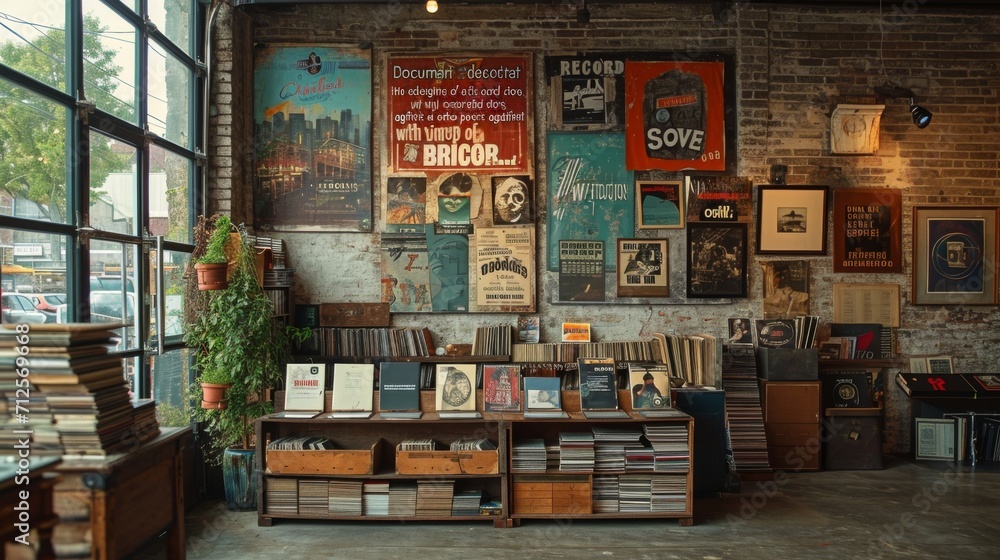 magasin de disques vinyles dans les années 80 vintage