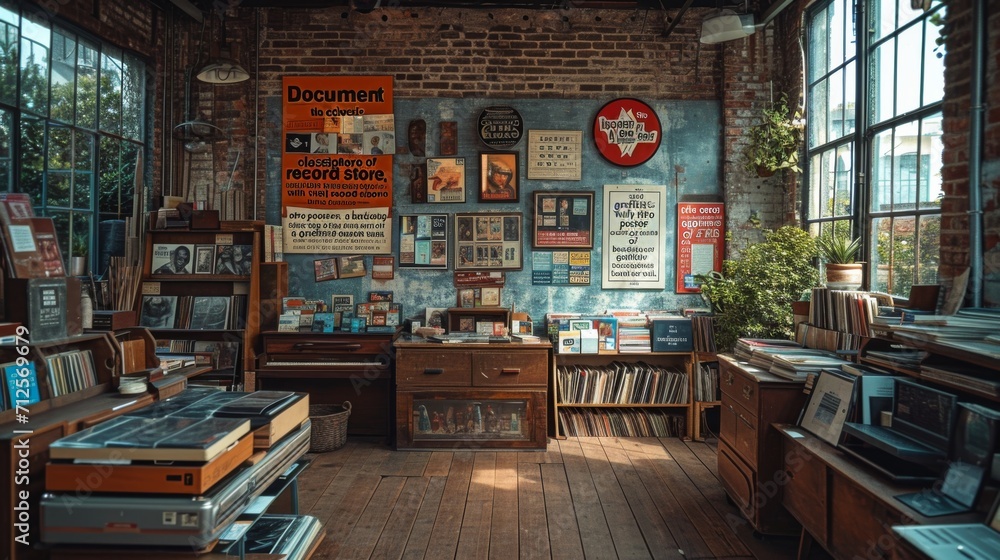 magasin de disques vinyles dans les années 80 vintage