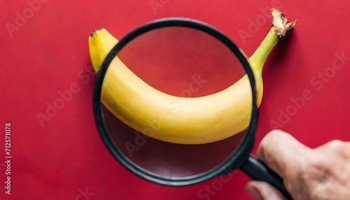 banana através de uma lupa, conceito saúde sexual